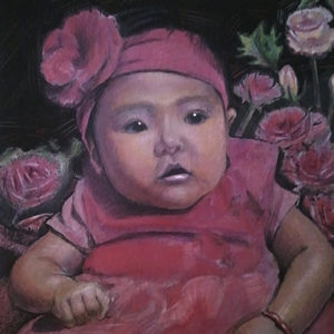 Baby Portrait - Acrylic and Colored Pencil on Board