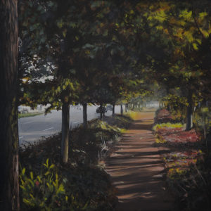 A Sidewalk in Fall - Acrylic on Canvas